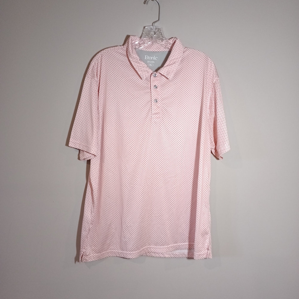 Etonic Performance Golf Polo Shirt Classic Fit Size XL in Pink Geometric
